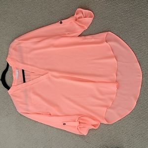 Coral dress shirt V-neck